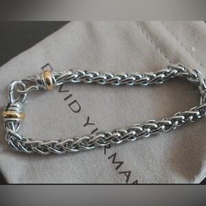 David Yurman Sterling Silver Foxtail Link Woven 7” Bracelet